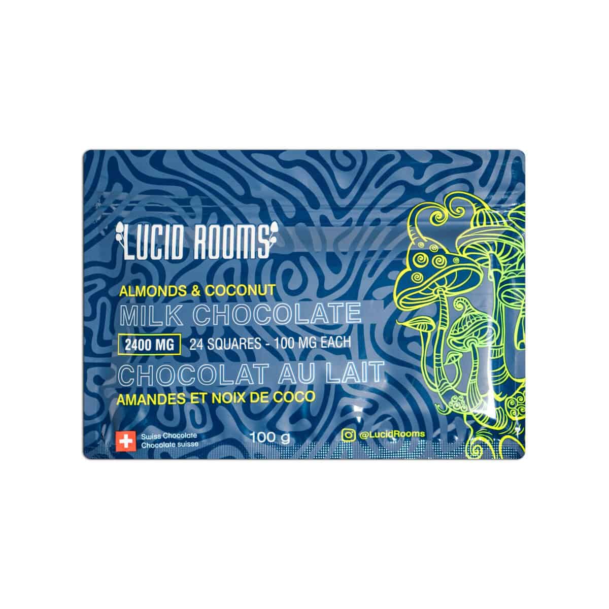 Lucid Rooms - Almonds & Coconut Milk Chocolate Shroom Bar - Image 1